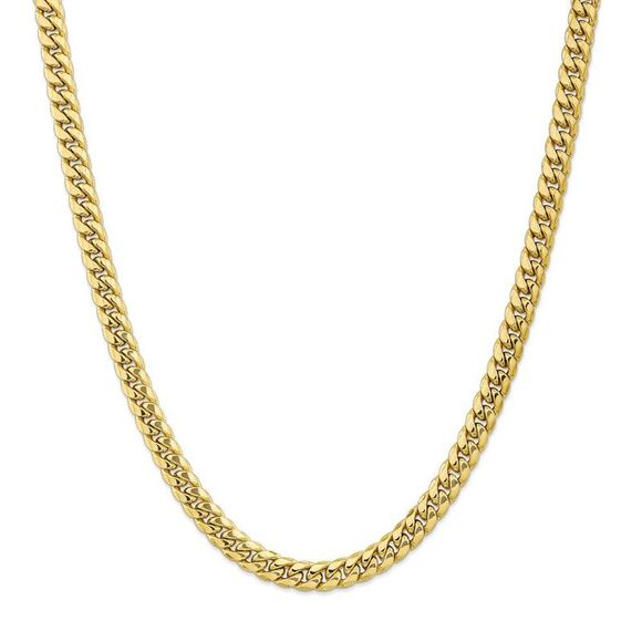 Men's, 10k Yellow Gold 7.3mm Hollow Miami Cuban Chain Necklace, 22 In - Picture 3 of 8
